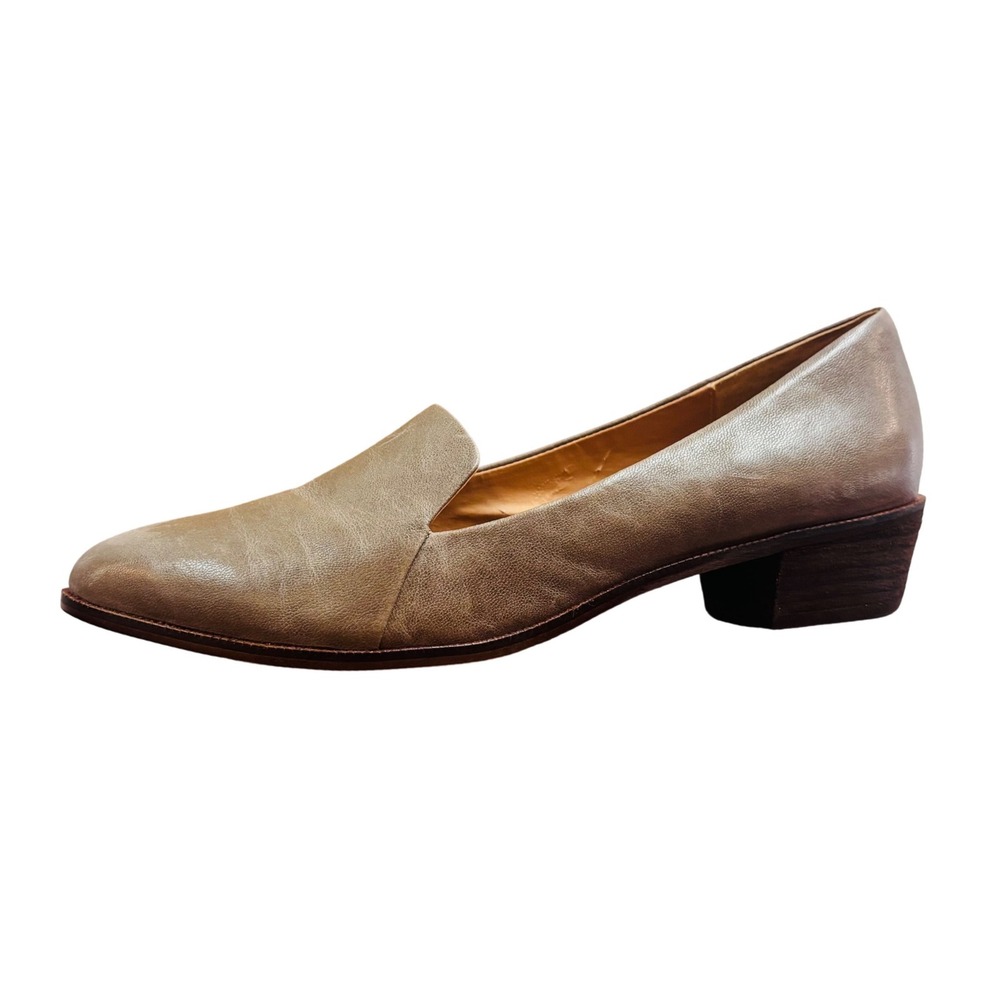 Kelsi Dagger Brooklyn Victory Taupe Wash Nappa Leather Loafer Block Heel‎ 10